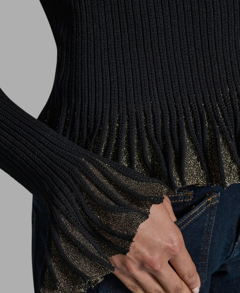 Bcbg Women's Long-Sleeve Ruffle Hem Sweater