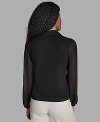 Bcbg Women's Long-Sleeve Collared Neck Top