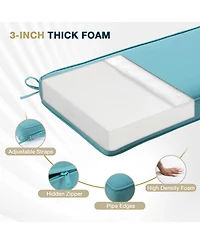 Aoodor Patio Bench Cushion Outdoor Olefin Fabric Slipcover Sponge Foam 46.5” x 17.7” 3