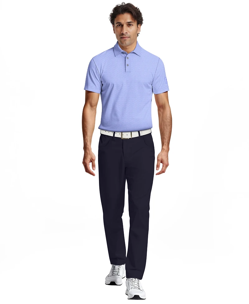 Pga Tour Men's All-Over Micro Jacquard Short-Sleeve Golf Polo Shirt