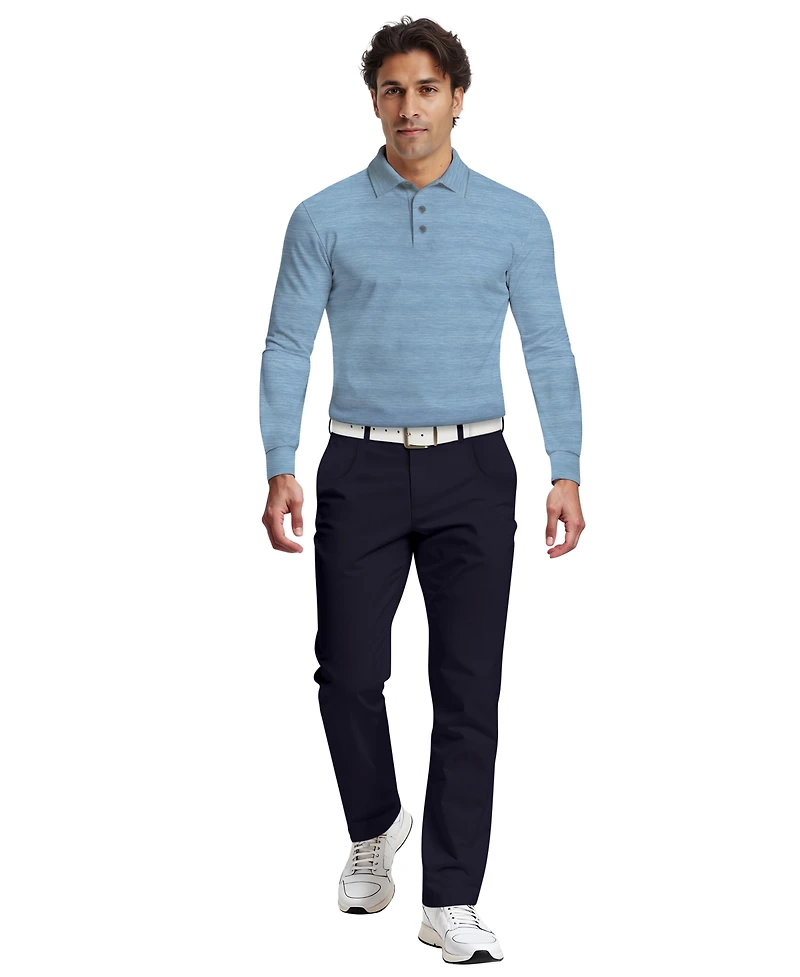 Pga Tour Men's Jaspe Print Long-Sleeve Golf Polo Shirt