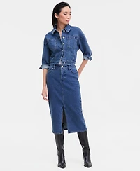 I.n.c. International Concepts Women's Studded Denim Cotton Trucker Jacket, Macy's Exclusive