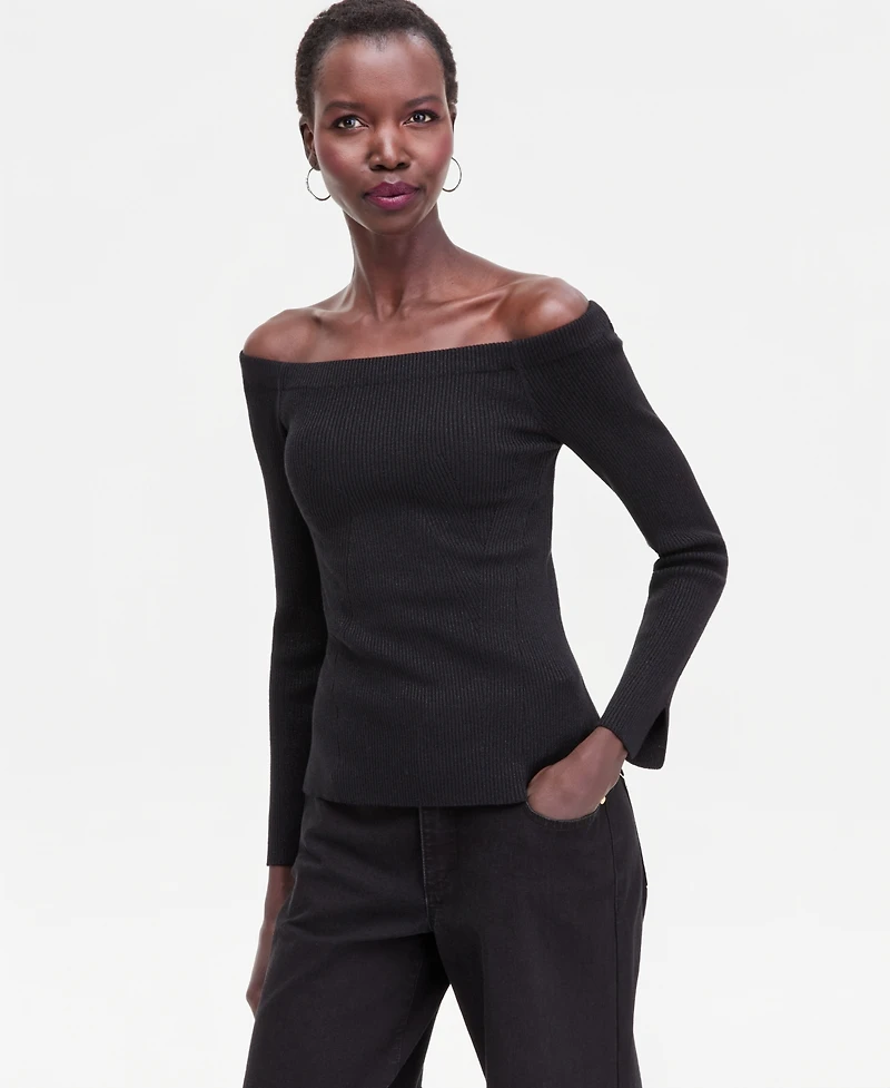 I.n.c. International Concepts Women's Shimmer-Knit Wide-Neck Sweater, Macy's Exclusive