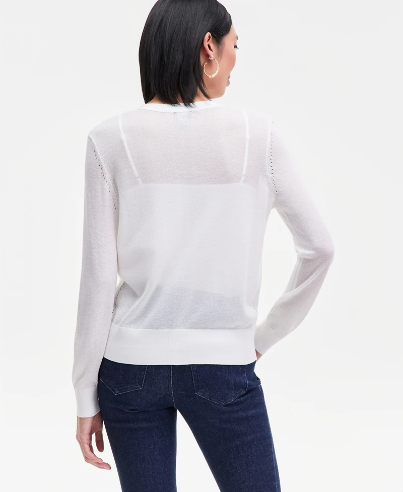 I.n.c. International Concepts Women's Lightweight Metallic-Knit V-Neck Cardigan, Macy's Exclusive