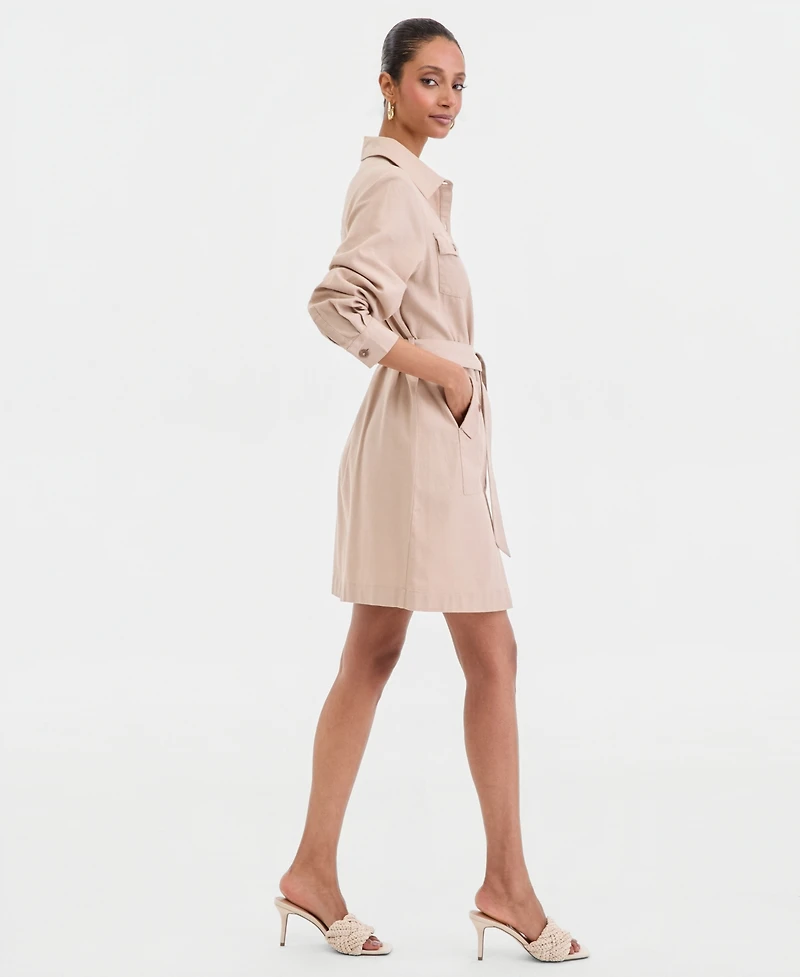I.n.c. International Concepts Women's Long-Sleeve Belted Shirtdress, Macy's Exclusive