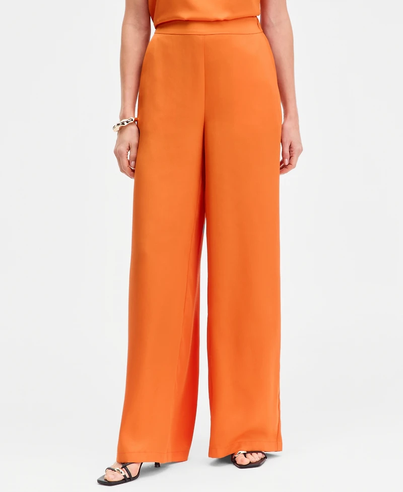 I.n.c. International Concepts Women's High-Rise Satin Palazzo Pants, Exclusively at Macy's