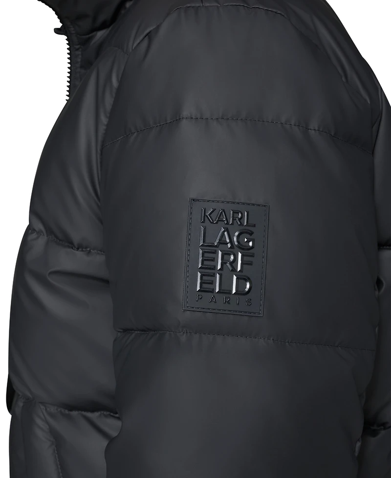 Karl Lagerfeld Paris Men's Sherpa Lined Stand Collar Puffer