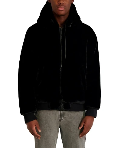 Karl Lagerfeld Paris Men's Reversible Faux Fur Bomber