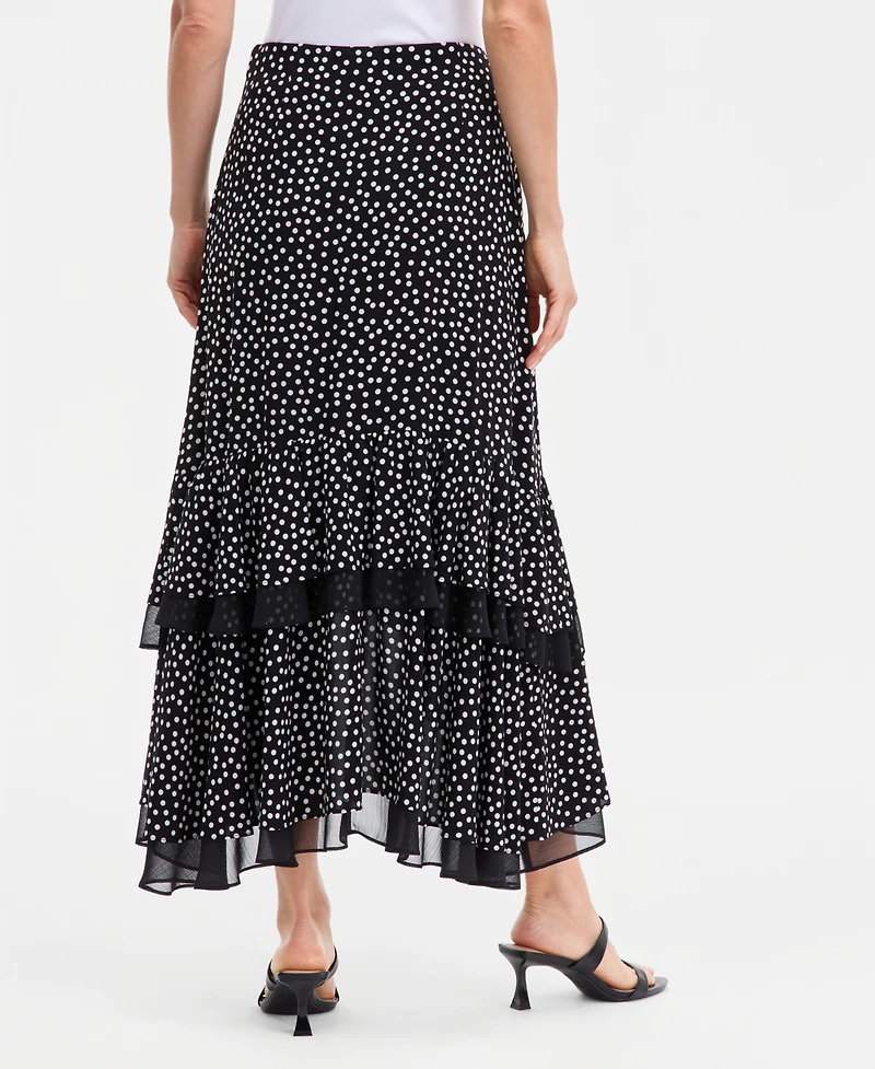 I.n.c. International Concepts Women's Chiffon Dot-Print High-Low Maxi Skirt, Macy's Exclusive - Lilia Dots