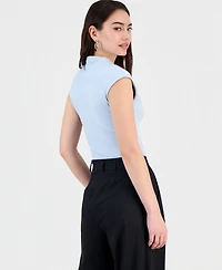Bar Iii Women's Short-Sleeve Side-Ruched Top, Macy's Exclusive