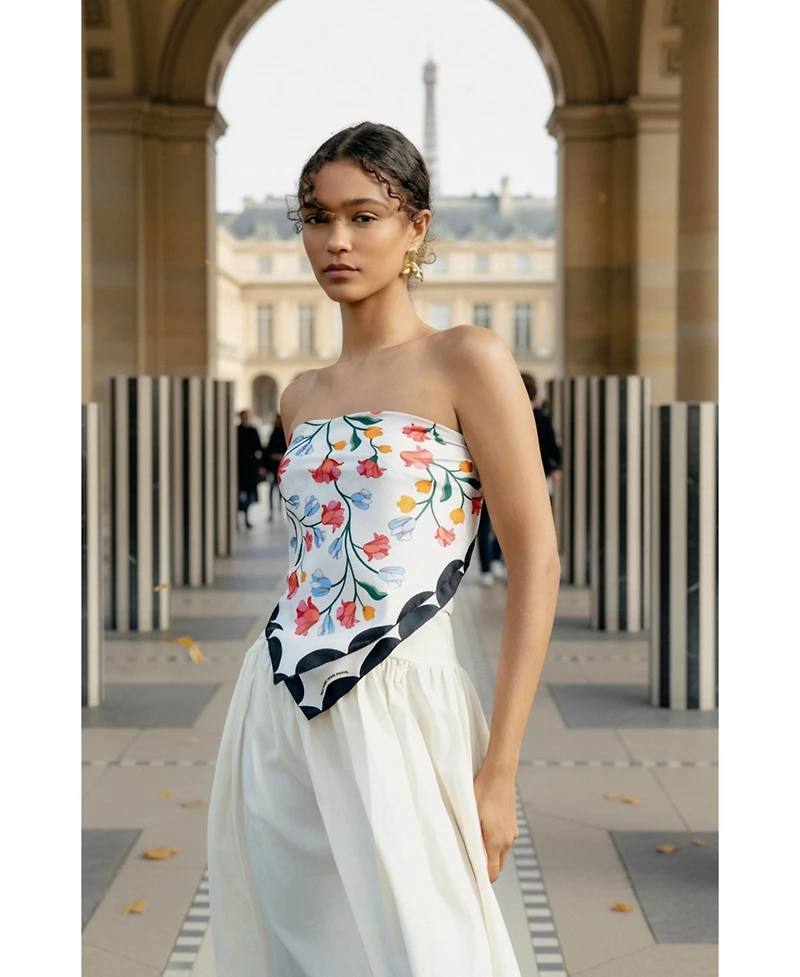 Jessie Zhao New York Double Sided Silk Scarf Floral Echo