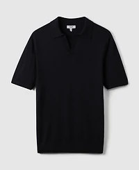 Reiss Men's Merino Wool Open Collar Polo Shirt