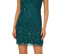 Adrianna Papell Women's Beaded Halter Neck Shift Dress