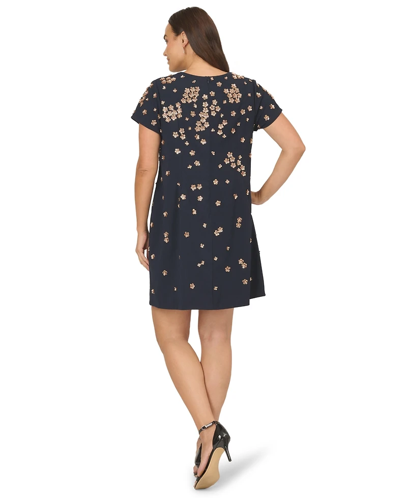 Adrianna Papell Women's Beaded Crepe Shift Dress