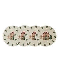 Avanti Gingerbread Village Round Braided Placemats, Set of 4