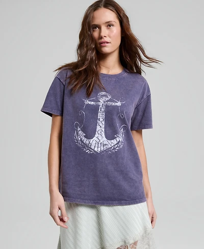 And Now This Women's Cotton Anchor Graphic-Print Tee, Macy's Exclusive