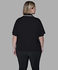 Karl Lagerfeld Paris Women's Sparkle Trim Knit Short-Sleeve Top