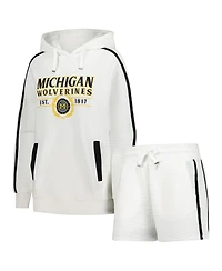 Gameday Couture Men's 2-Piece Cream Michigan Wolverines Down, Set, Go Hoodie and Shorts Lounge Set