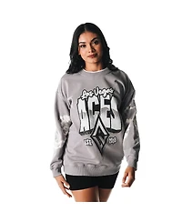 The Wild Collective Women's Gray Las Vegas Aces Double Collar Fleece Pullover Sweatshirt