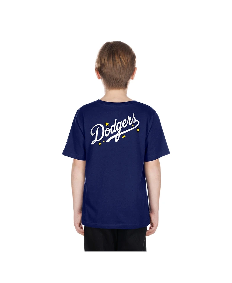 New Era Big Boys and Girls Royal Los Angeles Dodgers Stars Cap T-Shirt