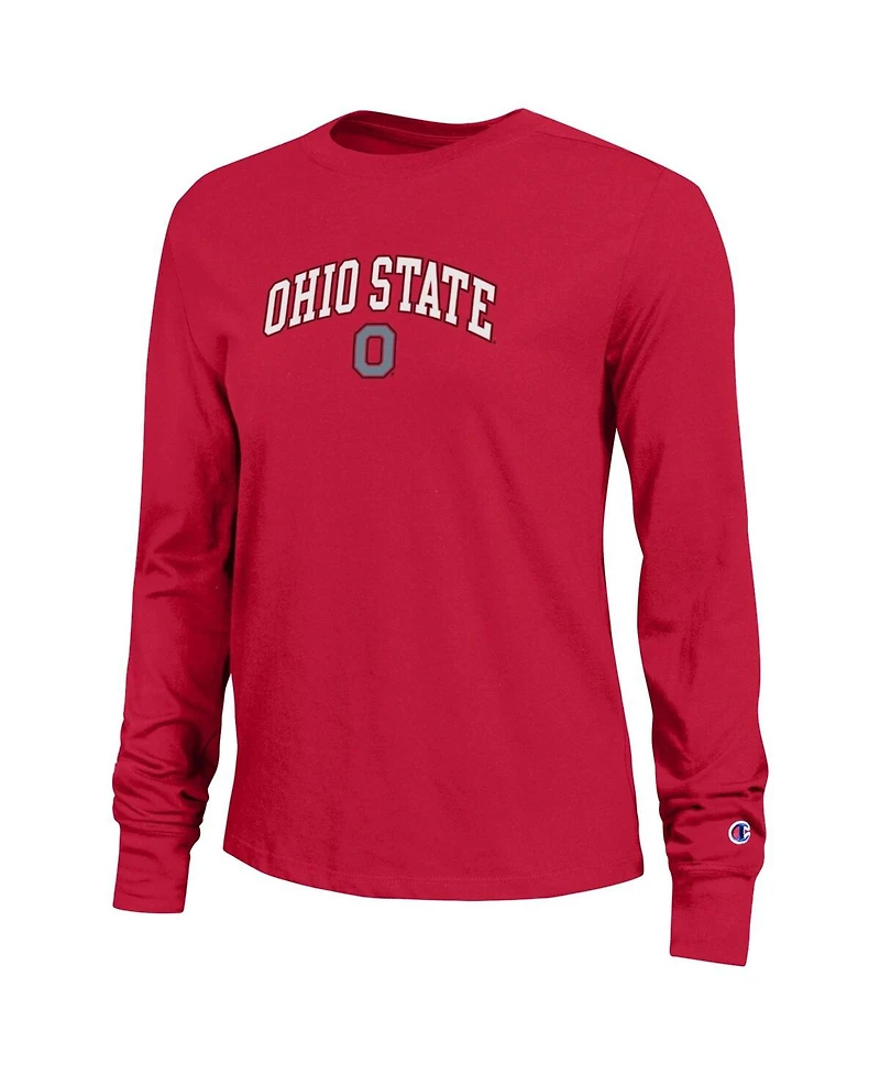Champion Women's Scarlet Ohio State Buckeyes Arch Over Logo Long Sleeve T-Shirt