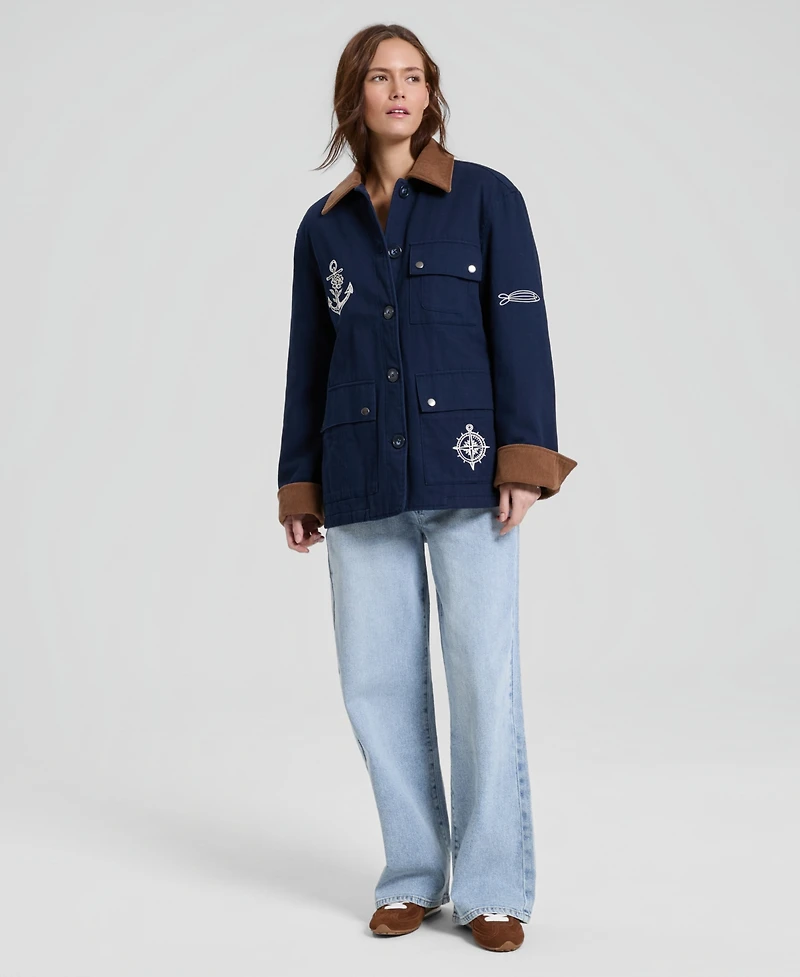 And Now This Women's Embroidered Barn Jacket, Macy's Exclusive
