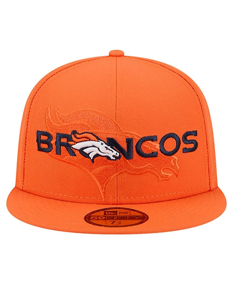 New Era Men's Orange Denver Broncos Overlap Wordmark 59FIFTY Fitted Hat