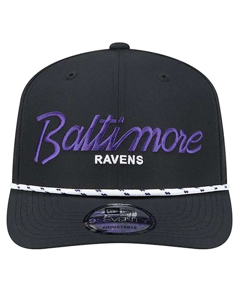 New Era Men's Black Baltimore Ravens Script 9SEVENTY Adjustable Hat