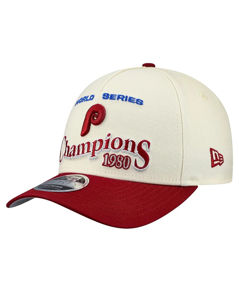 New Era Men's Cream/Red Philadelphia Phillies World Series 9FORTY M-Crown A-Frame Adjustable Hat