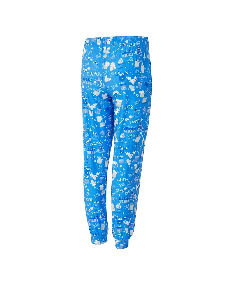 Concepts Sport Women's 2-Piece Blue Detroit Lions Chestnut Long Sleeve T-Shirt and Pants Sleep Set