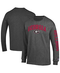 Champion Men's Charcoal Georgia Bulldogs Arch Over Logo 2-Hit Long Sleeve T-Shirt