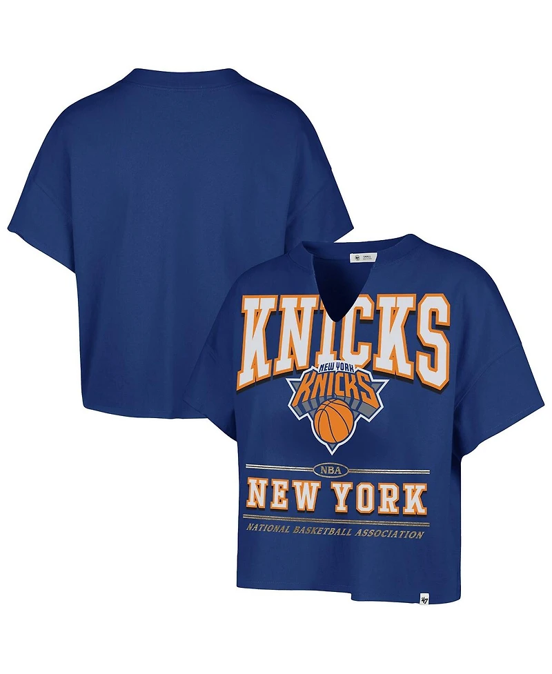 '47 Brand Women's Blue New York Knicks Elation Oversized Notch Neck T-Shirt