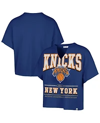 '47 Brand Women's Blue New York Knicks Elation Oversized Notch Neck T-Shirt