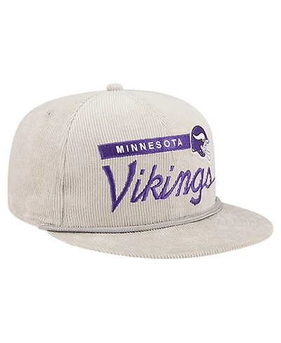 New Era Men's Gray Minnesota Vikings Cord Rope Corduroy 9FIFTY Snapback Hat