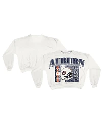Pressbox Women's White Auburn Tigers Oversized Janice Retro Waist-Length Sweatshirt