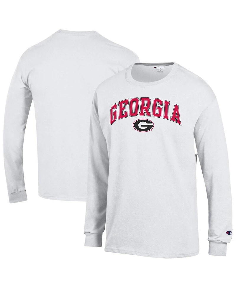 Champion Men's White Georgia Bulldogs Arched Logo Long Sleeve T-Shirt