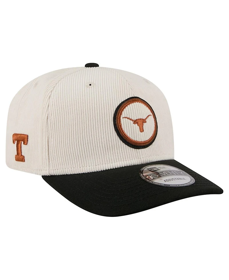 New Era Men's Cream/Black Texas Longhorns Loyal Corduroy 9SEVENTY Adjustable Hat
