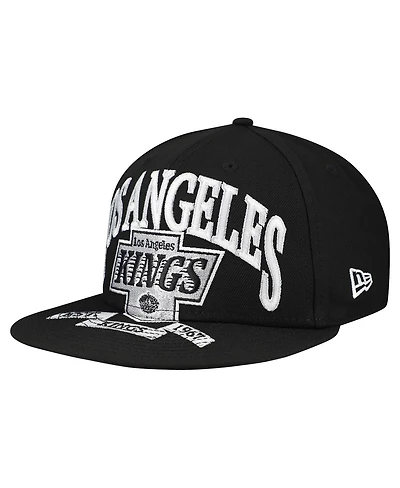 New Era Men's Black Los Angeles Kings Oversized Vintage Arch 59Fifty Fitted Hat