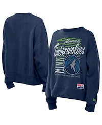 New Era Women's Navy Minnesota Timberwolves Boxy Throwback Mineral Wash Sweatshirt