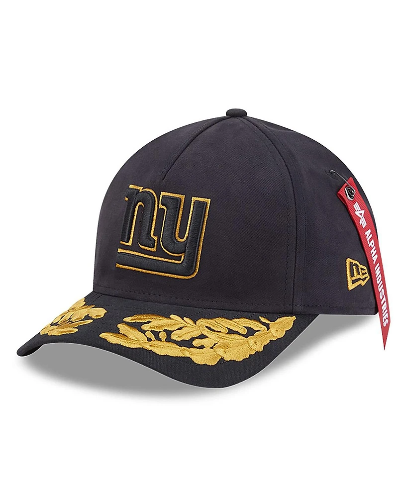 New Era x Alpha Industries Men's Black New York Giants A-Frame 9FORTY Adjustable Hat