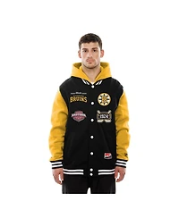 New Era Men's Black/Gold Boston Bruins Full-Snap Fleece Hoodie Jacket