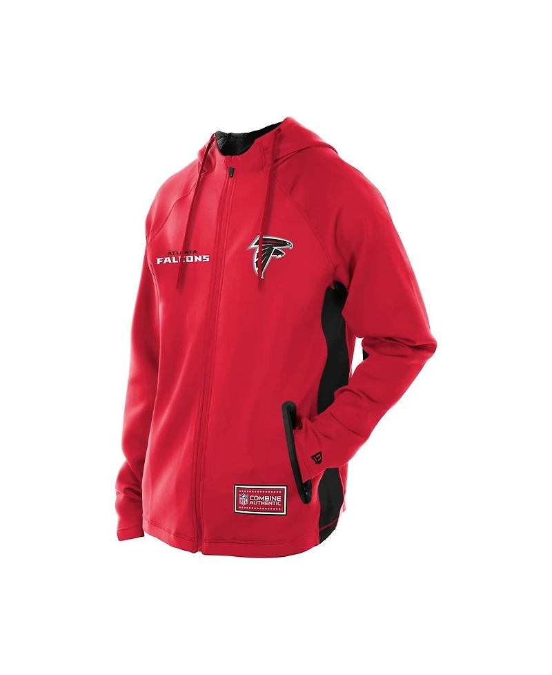 New Era Men's Red Atlanta Falcons Combine Authentic Raglan Scuba Full-Zip Hoodie