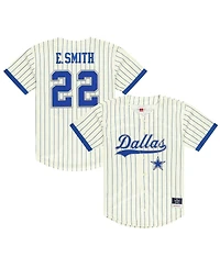 Mitchell & Ness Men's Emmitt Smith Cream Dallas Cowboys Name Number Mesh Button-Up Baseball Jersey