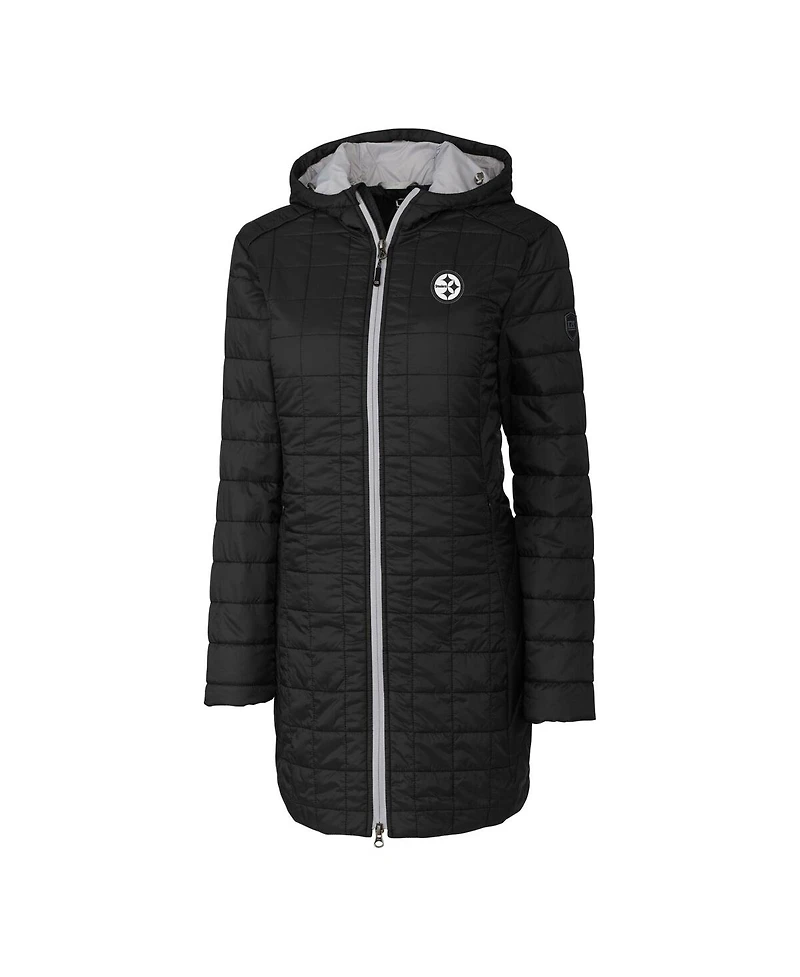 Cutter & Buck Women's Black Pittsburgh Steelers Rainier PrimaLoft Eco Insulated Full-Zip Hooded Jacket