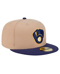 New Era Men's Khaki Milwaukee Brewers 59FIFTY Fitted Hat