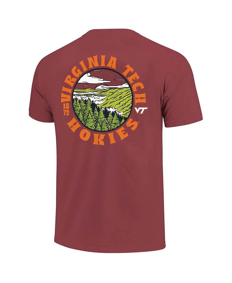 Image One Men's Maroon Virginia Tech Hokies Comfort Colors Thick Lined Landscape T-Shirt