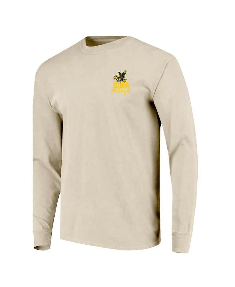 Image One Men's Natural Iowa Hawkeyes Comfort Colors Mascot Overlay Long Sleeve T-Shirt