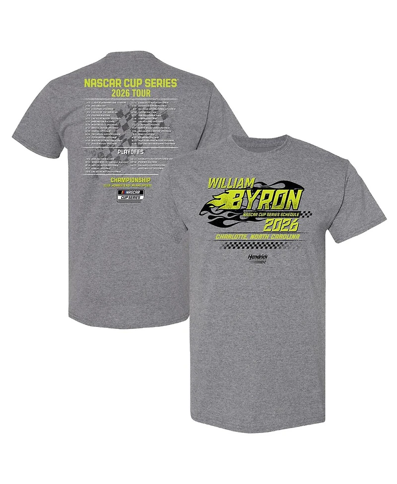 Hendrick Motorsports Team Collection Men's Heather Charcoal William Byron 2026 Nascar Schedule T-Shirt