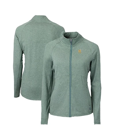 Cutter & Buck Women's Heather Green Notre Dame Fighting Irish Alumni Adapt Eco Knit Full-Zip Jacket