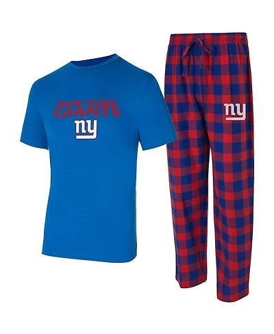 Concepts Sport Men's 2-Piece Royal/Red New York Giants Avondale T-Shirt and Flannel Pants Set